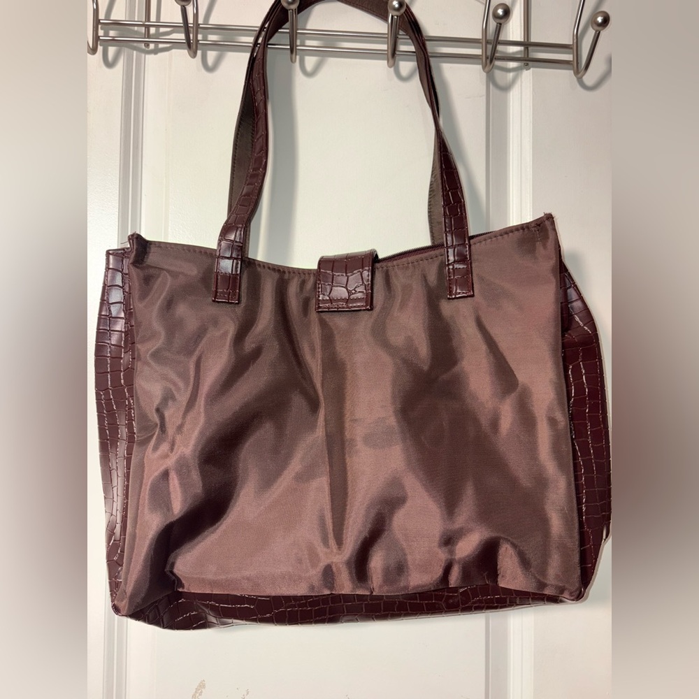 👜 Diane Von Furstenberg Brown Tote The Color Authority Croc Trim - Picture 3 of 9